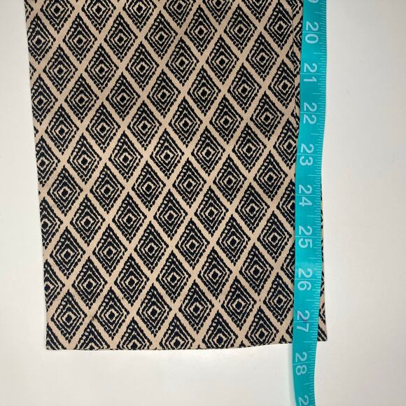 Forever 21 Women L Tan Black Diamond Print Pants Side Zip Stretch Trousers - Picture 6 of 6